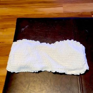 Cute ruffle strapless white bathing suite top